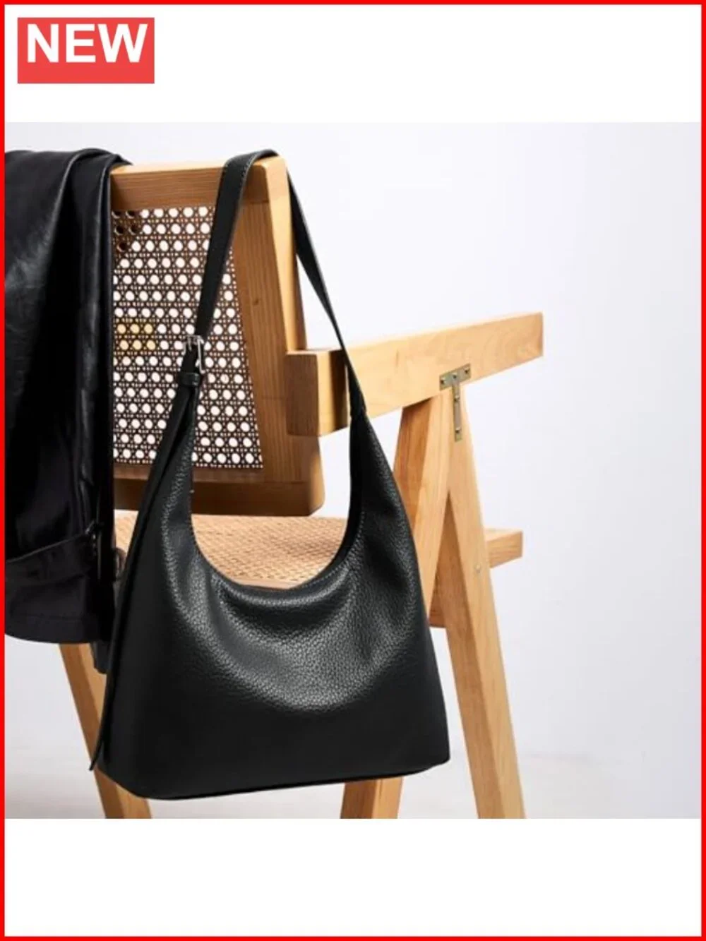 Crescent Hobo Tote Bag with Adjustable Strap Vegan Leather Work Purse